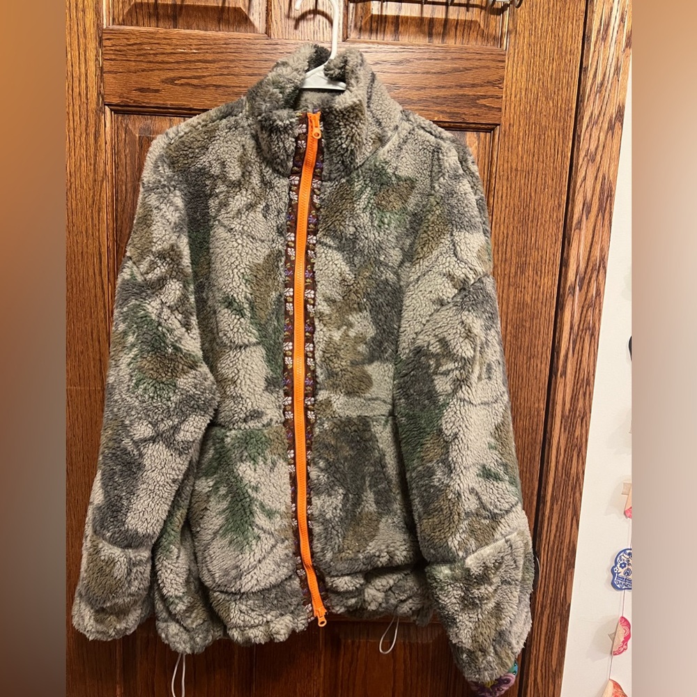 BDG Sherpa Jacket with Orange Zipper